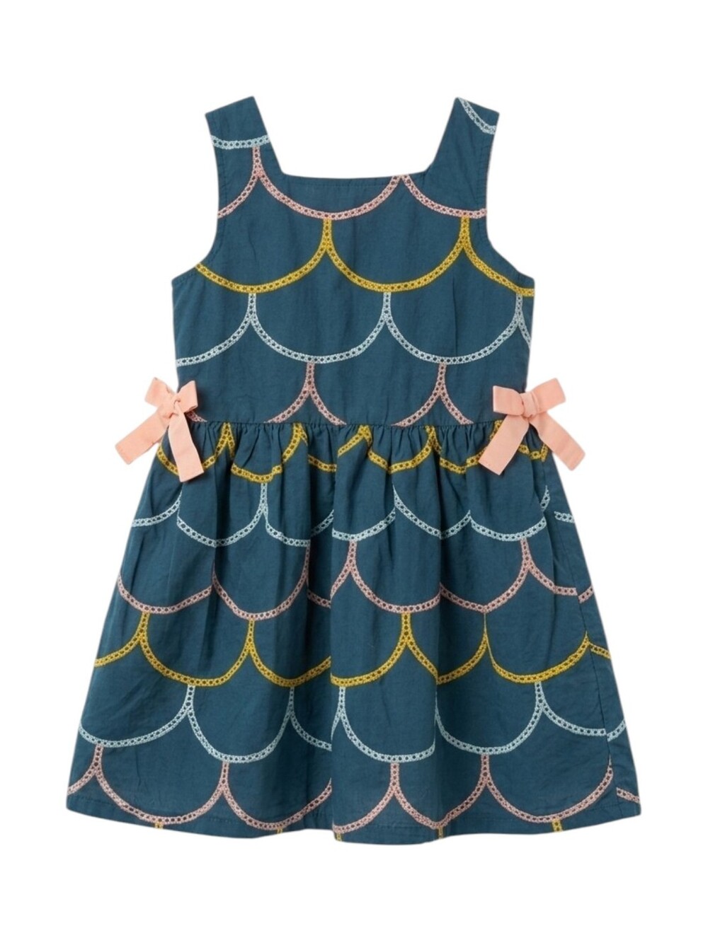 Oshkosh Genuine Kids Blue Scallop Peach Orange Yellow Stitched Embroider Size 4T